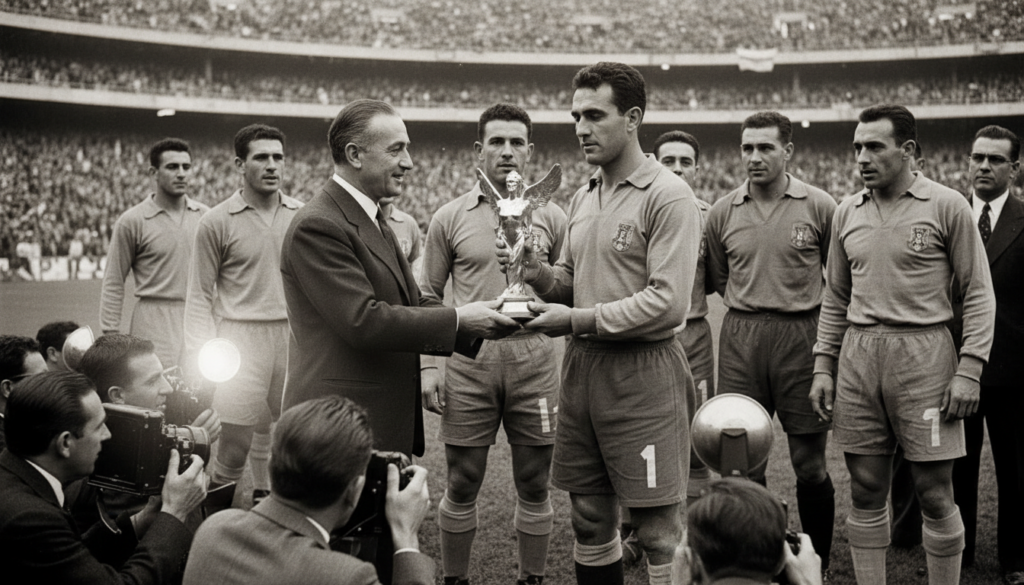 Jules Rimet entregando a Taça a José Nasazzi